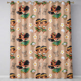 Cute Hawaiian Girl Hula Dance Coconut Shell Beige Background Seamless Pattern  Readymade Eyelet Ring Top Thermal 100% Blackout Curtains