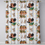 Cute Hawaiian Girl Hula Dance Coconut Shell Cream Background Seamless Pattern  Readymade Eyelet Ring Top Thermal 100% Blackout Curtains