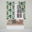 Cute Hawaiian Girl Hula Dance Coconut Shell Teal Background Seamless Pattern  Readymade Eyelet Ring Top Thermal 100% Blackout Curtains