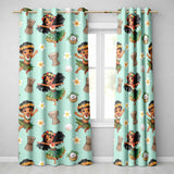 Cute Hawaiian Girl Hula Dance Coconut Shell Teal Background Seamless Pattern  Readymade Eyelet Ring Top Thermal 100% Blackout Curtains
