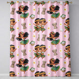 Cute Hawaiian Girl Hula Dance Coconut Shell Pink Background Seamless Pattern  Readymade Eyelet Ring Top Thermal 100% Blackout Curtains