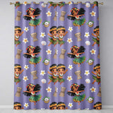 Cute Hawaiian Girl Hula Dance Coconut Shell Purple Background Seamless Pattern  Readymade Eyelet Ring Top Thermal 100% Blackout Curtains