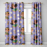 Cute Hawaiian Girl Hula Dance Coconut Shell Purple Background Seamless Pattern  Readymade Eyelet Ring Top Thermal 100% Blackout Curtains