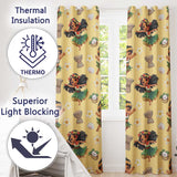 Cute Hawaiian Girl Hula Dance Coconut Shell Yellow Background Seamless Pattern  Readymade Eyelet Ring Top Thermal 100% Blackout Curtains
