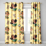 Cute Hawaiian Girl Hula Dance Coconut Shell Yellow Background Seamless Pattern  Readymade Eyelet Ring Top Thermal 100% Blackout Curtains