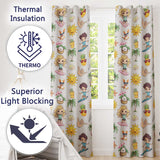 Cute Summer Beach Cartoon Kids Surf Pineapple Dog Seamless Pattern  Readymade Eyelet Ring Top Thermal 100% Blackout Curtains