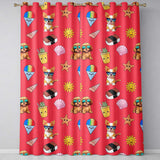 Cute Summer Dog Red Background Ice Cream Starfish Seamless Pattern  Readymade Eyelet Ring Top Thermal 100% Blackout Curtains
