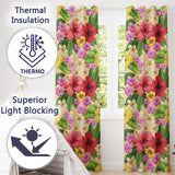 Tropical Hibiscus Flowers Cream Background Plumeria Leaves Seamless Pattern  Readymade Eyelet Ring Top Thermal 100% Blackout Curtains