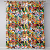 Cute Hawaiian Kids Blue Background Tiki Beach Summer Cartoon Seamless Pattern  Readymade Eyelet Ring Top Thermal 100% Blackout Curtains
