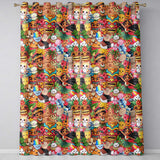 Cute Hawaiian Kids Red Background Tiki Beach Summer Cartoon Seamless Pattern  Readymade Eyelet Ring Top Thermal 100% Blackout Curtains