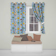 Cute Summer Beach Kids Surfing Sun Pineapple Dog Blue Seamless Pattern  Readymade Eyelet Ring Top Thermal 100% Blackout Curtains