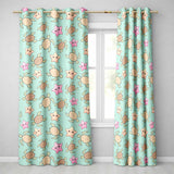 Cute Sea Turtles And Starfish Kawaii Teal Seamless Pattern  Readymade Eyelet Ring Top Thermal 100% Blackout Curtains