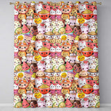 Cute Kawaii Food Characters Sushi Drinks Desserts Seamless Pattern  Readymade Eyelet Ring Top Thermal 100% Blackout Curtains