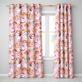 Kawaii Sushi Rice Bowls and Noodles Characters Pink  Seamless Pattern  Readymade Eyelet Ring Top Thermal 100% Blackout Curtains