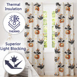 Cute Watercolor Bat Pumpkin and Stars Halloween Seamless Pattern  Readymade Eyelet Ring Top Thermal 100% Blackout Curtains