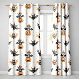 Cute Watercolor Bat Pumpkin and Stars Halloween Seamless Pattern  Readymade Eyelet Ring Top Thermal 100% Blackout Curtains