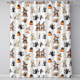 Cute Watercolor Halloween Bats and Pumpkins with Stars Seamless Pattern  Readymade Eyelet Ring Top Thermal 100% Blackout Curtains