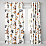 Cute Watercolor Halloween Bats and Pumpkins with Stars Seamless Pattern  Readymade Eyelet Ring Top Thermal 100% Blackout Curtains