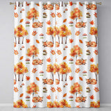 Cute Autumn Fox Leaves Mushrooms Watercolor Neutral Seamless Pattern  Readymade Eyelet Ring Top Thermal 100% Blackout Curtains
