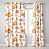 Cute Autumn Fox Leaves Mushrooms Watercolor Neutral Seamless Pattern  Readymade Eyelet Ring Top Thermal 100% Blackout Curtains