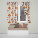 Cute Autumn Fox Leaves Mushrooms Watercolor Grey Background Seamless Pattern  Readymade Eyelet Ring Top Thermal 100% Blackout Curtains