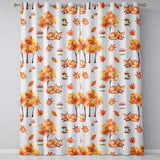 Cute Autumn Fox Leaves Mushrooms Watercolor Grey Background Seamless Pattern  Readymade Eyelet Ring Top Thermal 100% Blackout Curtains