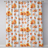 Cute Autumn Fox Leaves Mushrooms Watercolor Grey Seamless Pattern  Readymade Eyelet Ring Top Thermal 100% Blackout Curtains