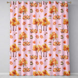 Cute Autumn Fox Leaves Mushrooms Watercolor Soft Pink Seamless Pattern  Readymade Eyelet Ring Top Thermal 100% Blackout Curtains