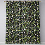 Elegant Butterflies and Green Leaves on Black Background Seamless Pattern  Readymade Eyelet Ring Top Thermal 100% Blackout Curtains