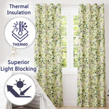 Elegant Watercolor Butterflies and Green Leaves on Soft Cream  Seamless Pattern  Readymade Eyelet Ring Top Thermal 100% Blackout Curtains