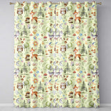 Cute Woodland Deer Owl Mushrooms and Stars on Cream Background Seamless Pattern  Readymade Eyelet Ring Top Thermal 100% Blackout Curtains