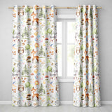 Woodland Deer Owl Mushrooms and Stars on Warm Neutral  Seamless Pattern  Readymade Eyelet Ring Top Thermal 100% Blackout Curtains