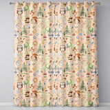 Woodland Deer Owl Mushrooms and Stars on Peach  Seamless Pattern  Readymade Eyelet Ring Top Thermal 100% Blackout Curtains