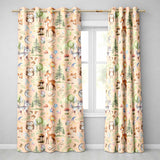 Woodland Deer Owl Mushrooms and Stars on Peach  Seamless Pattern  Readymade Eyelet Ring Top Thermal 100% Blackout Curtains