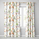 Woodland Deer Owl Mushrooms Stars Seamless Pattern  Readymade Eyelet Ring Top Thermal 100% Blackout Curtains