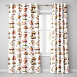 Watercolor Mushrooms Botanical Forest Elements on Plain Seamless Pattern  Readymade Eyelet Ring Top Thermal 100% Blackout Curtains