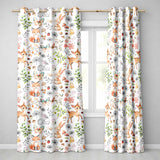 Animals Rabbit Fox Butterfly Floral Elements on Pale Grey  Seamless Pattern  Readymade Eyelet Ring Top Thermal 100% Blackout Curtains