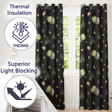 Watercolor Forest Trees Mushrooms Sun Moon Stars Seamless Pattern  Readymade Eyelet Ring Top Thermal 100% Blackout Curtains