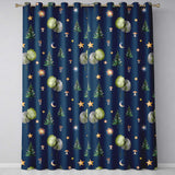 Watercolor Forest Trees Mushrooms Sun Moon Stars on Dark Blue Seamless Pattern  Readymade Eyelet Ring Top Thermal 100% Blackout Curtains
