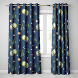 Watercolor Forest Trees Mushrooms Sun Moon Stars on Dark Blue Seamless Pattern  Readymade Eyelet Ring Top Thermal 100% Blackout Curtains
