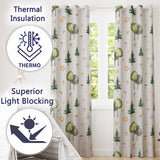 Watercolor Forest Trees Mushrooms Sun Moon Stars on Grey Seamless Pattern  Readymade Eyelet Ring Top Thermal 100% Blackout Curtains