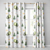 Watercolor Forest Trees Mushrooms Sun Moon Stars on Grey Seamless Pattern  Readymade Eyelet Ring Top Thermal 100% Blackout Curtains