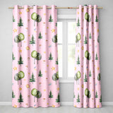 Watercolor Forest Trees Mushrooms Sun Moon Stars on Blush Pink Seamless Pattern  Readymade Eyelet Ring Top Thermal 100% Blackout Curtains