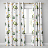 Watercolor Forest Trees Mushrooms Sun Moon Stars on Soft Lilac Seamless Pattern  Readymade Eyelet Ring Top Thermal 100% Blackout Curtains