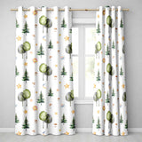 Watercolor Forest Trees Mushrooms Sun Moon Stars on Light Grey Seamless Pattern  Readymade Eyelet Ring Top Thermal 100% Blackout Curtains