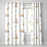 Watercolor Cute Bunny Rabbits Butterflies Wildflowers Seamless Pattern  Readymade Eyelet Ring Top Thermal 100% Blackout Curtains