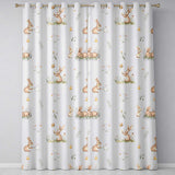Watercolor  Bunny Rabbits Butterflies Wildflowers on Grey Seamless Pattern  Readymade Eyelet Ring Top Thermal 100% Blackout Curtains