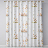 Watercolor Bunny Butterfly Floral Meadow Pale Lilac Pattern  Readymade Eyelet Ring Top Thermal 100% Blackout Curtains