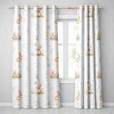 Watercolor Bunny Butterfly Floral Meadow Pale Lilac Pattern  Readymade Eyelet Ring Top Thermal 100% Blackout Curtains