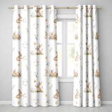 Watercolor Bunny Butterfly Floral Meadow Neutral Tone Pattern  Readymade Eyelet Ring Top Thermal 100% Blackout Curtains